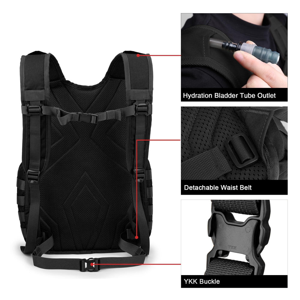 Mardingtop 25L tactical backpack MOLLE detail for modular gear attachments.