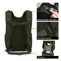 Mardingtop 25L tactical backpack MOLLE system—expandable gear compatibility for modular equipment.