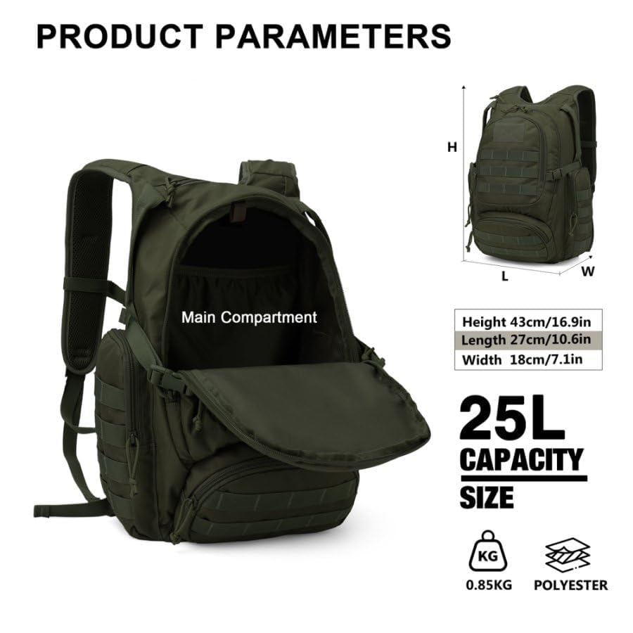 Mardingtop 25L tactical backpack side pocket—easy access to water bottle during workouts.