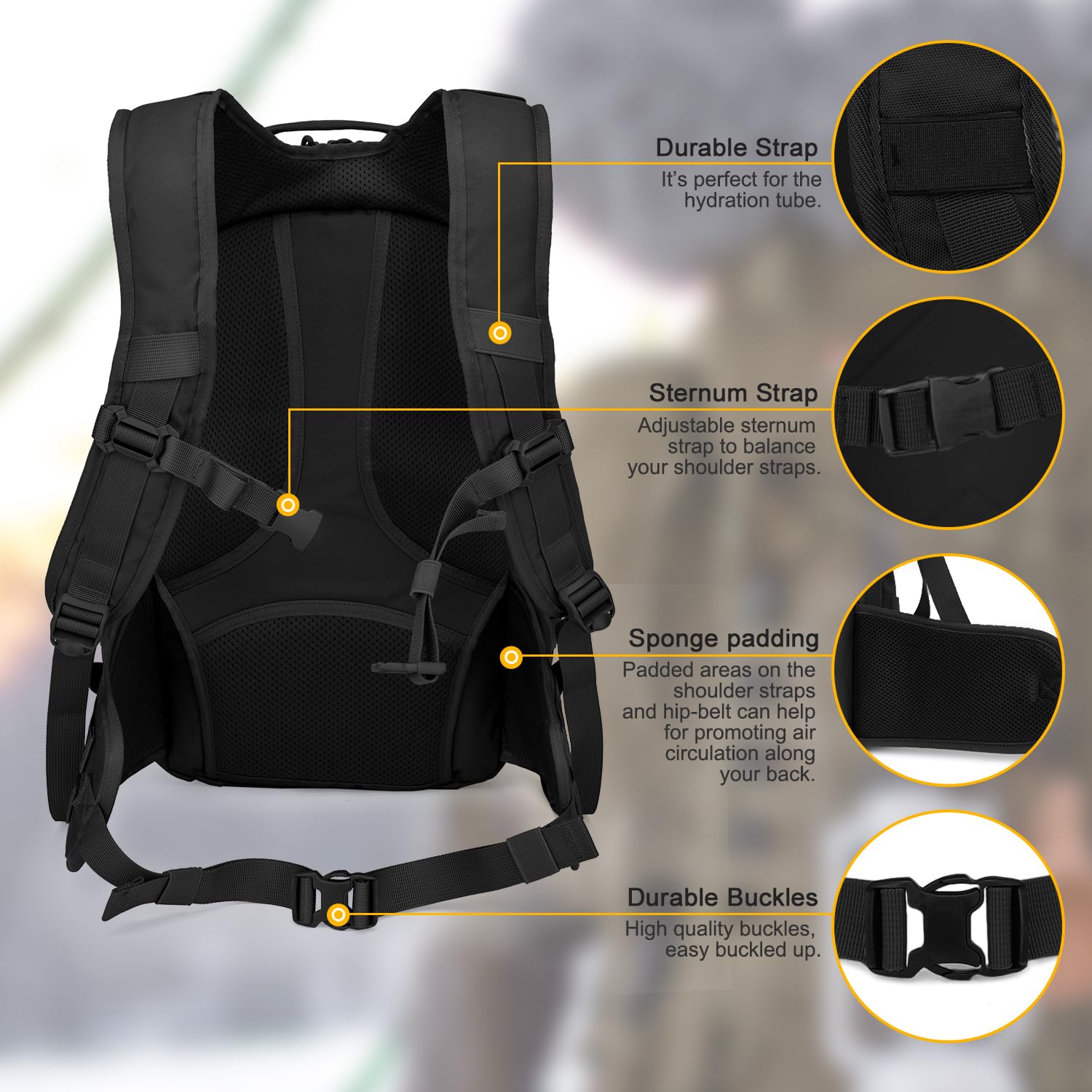 Mardingtop 28L tactical backpack compact size suitable for day hikes.