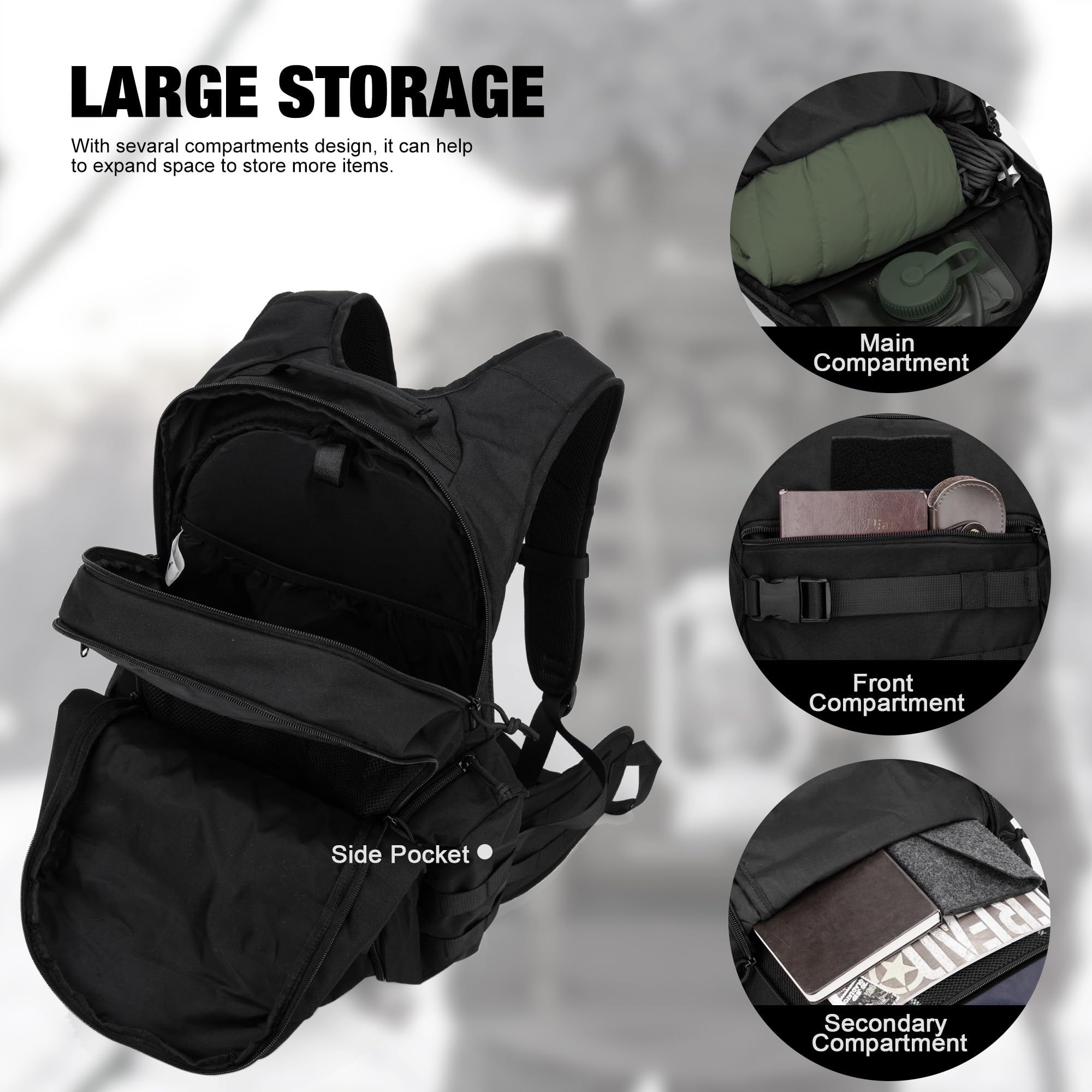 Mardingtop 28L tactical backpack integrated waist belt supports secure fit.