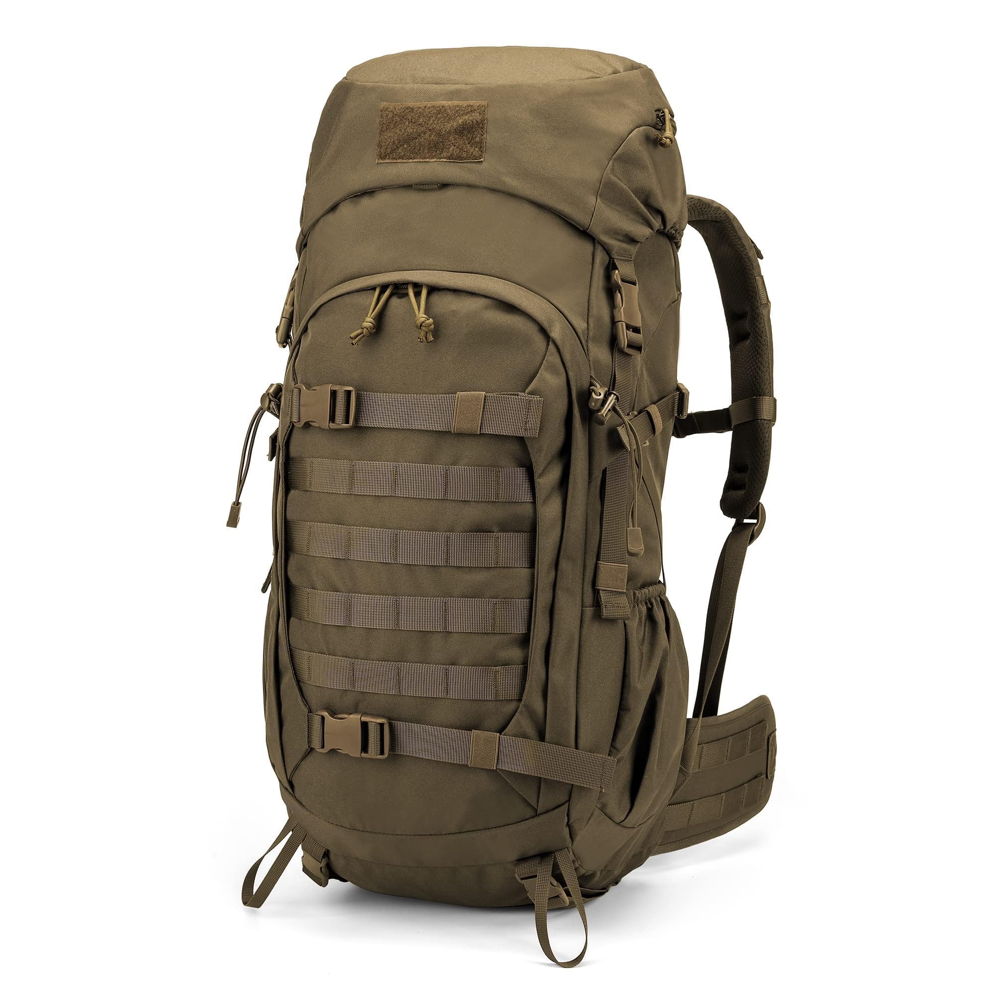 Mardingtop 50L hiking survival backpack front view emphasizes quick-access main compartment