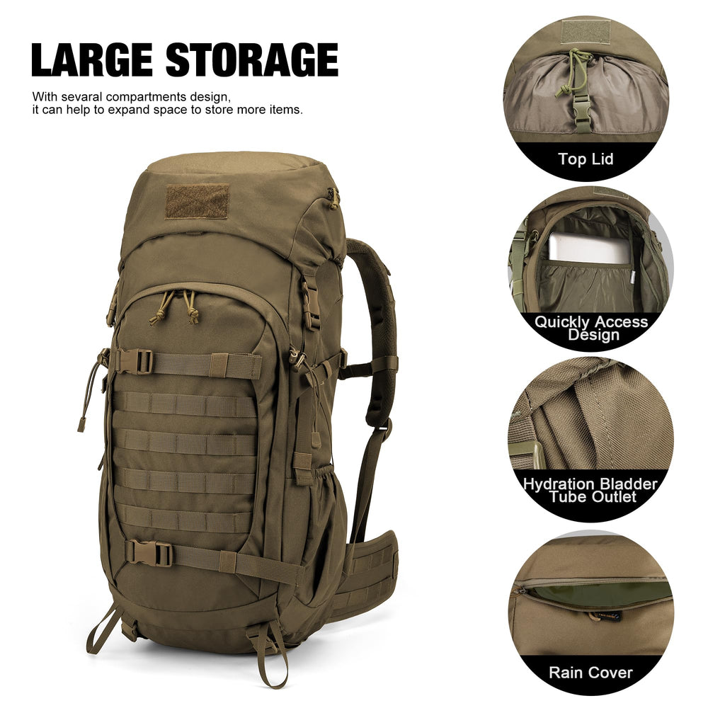 Mardingtop 50L hiking survival backpack laptop compartment fits up to 15.6-inch laptops