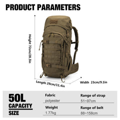 Mardingtop 50L hiking survival backpack rain cover image showcases weather protection on trails