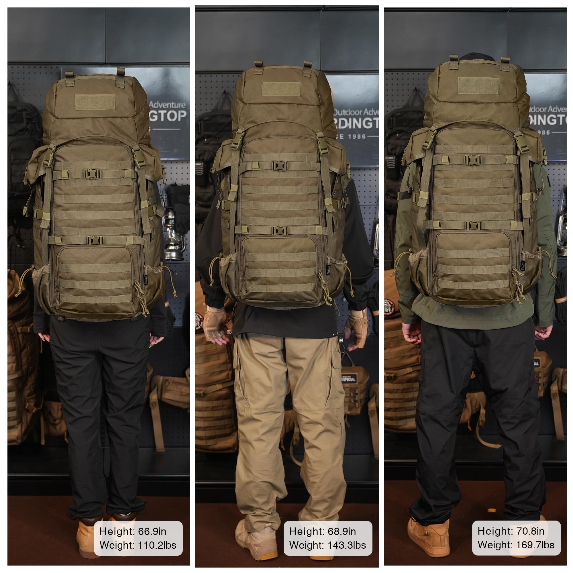 Mardingtop 70L adjustable straps tailor fit for men or women