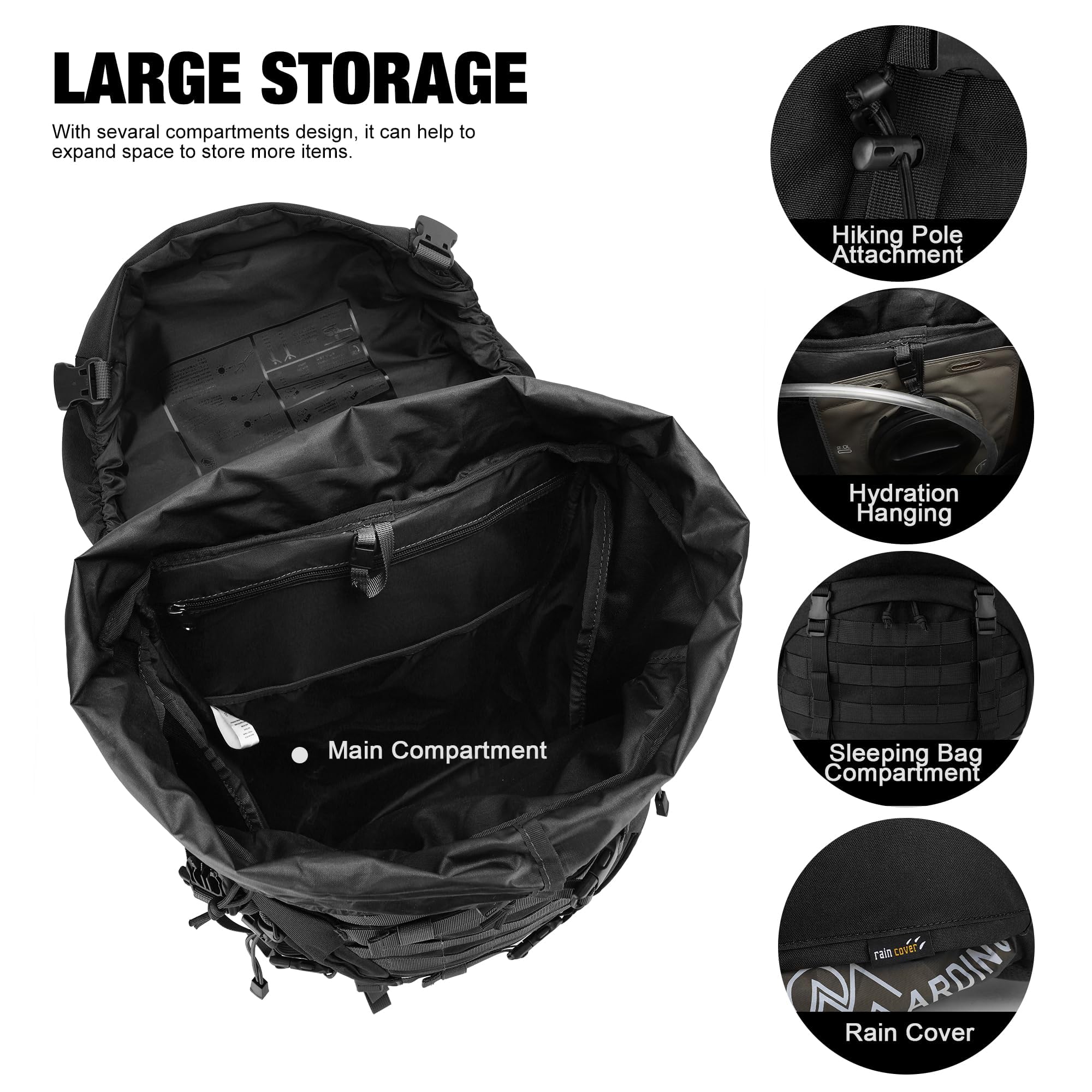 Mardingtop 70L hydration compartment fits a 3 liter bladder for on trail hydration.
