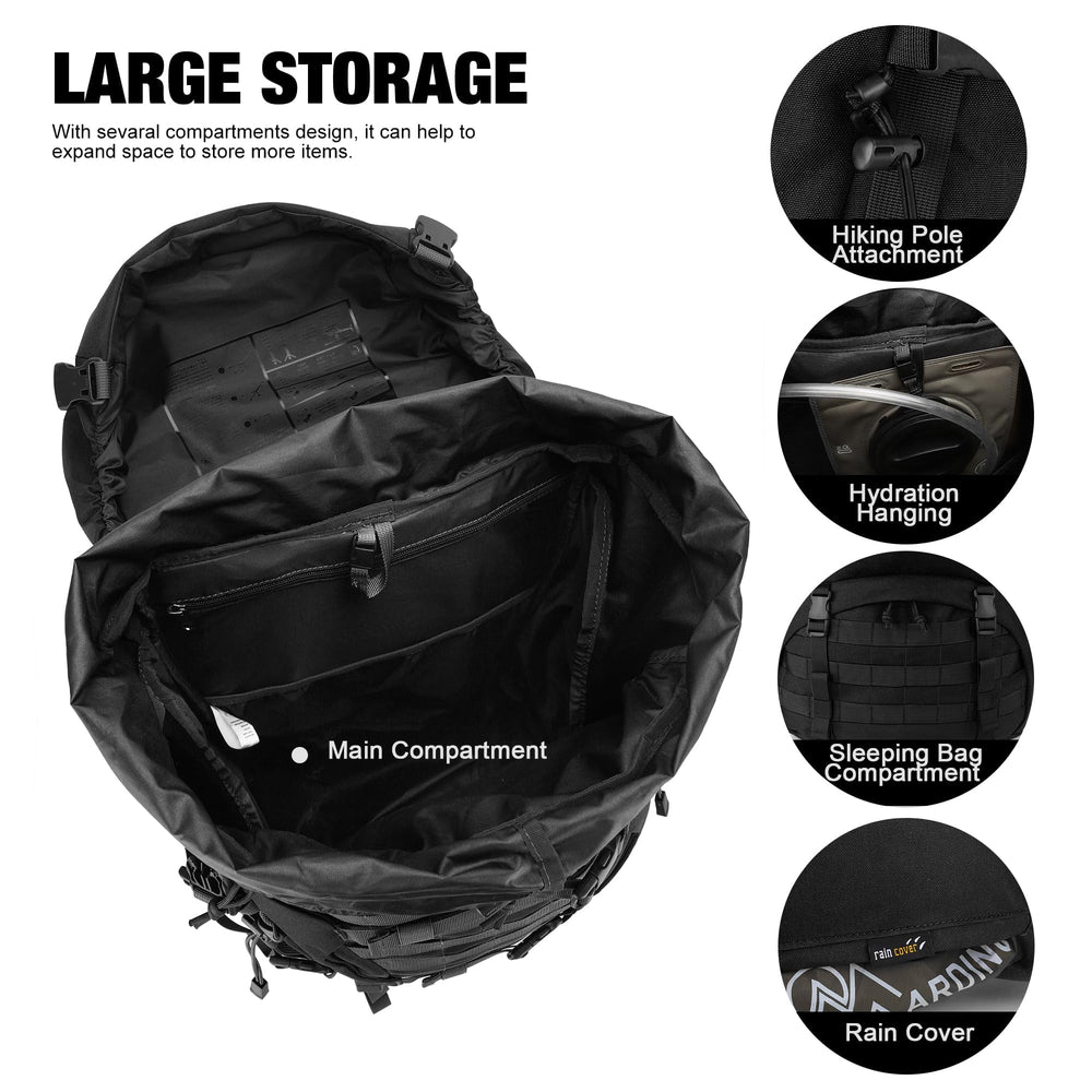 Mardingtop 70L hydration compartment fits a 3 liter bladder for on trail hydration.