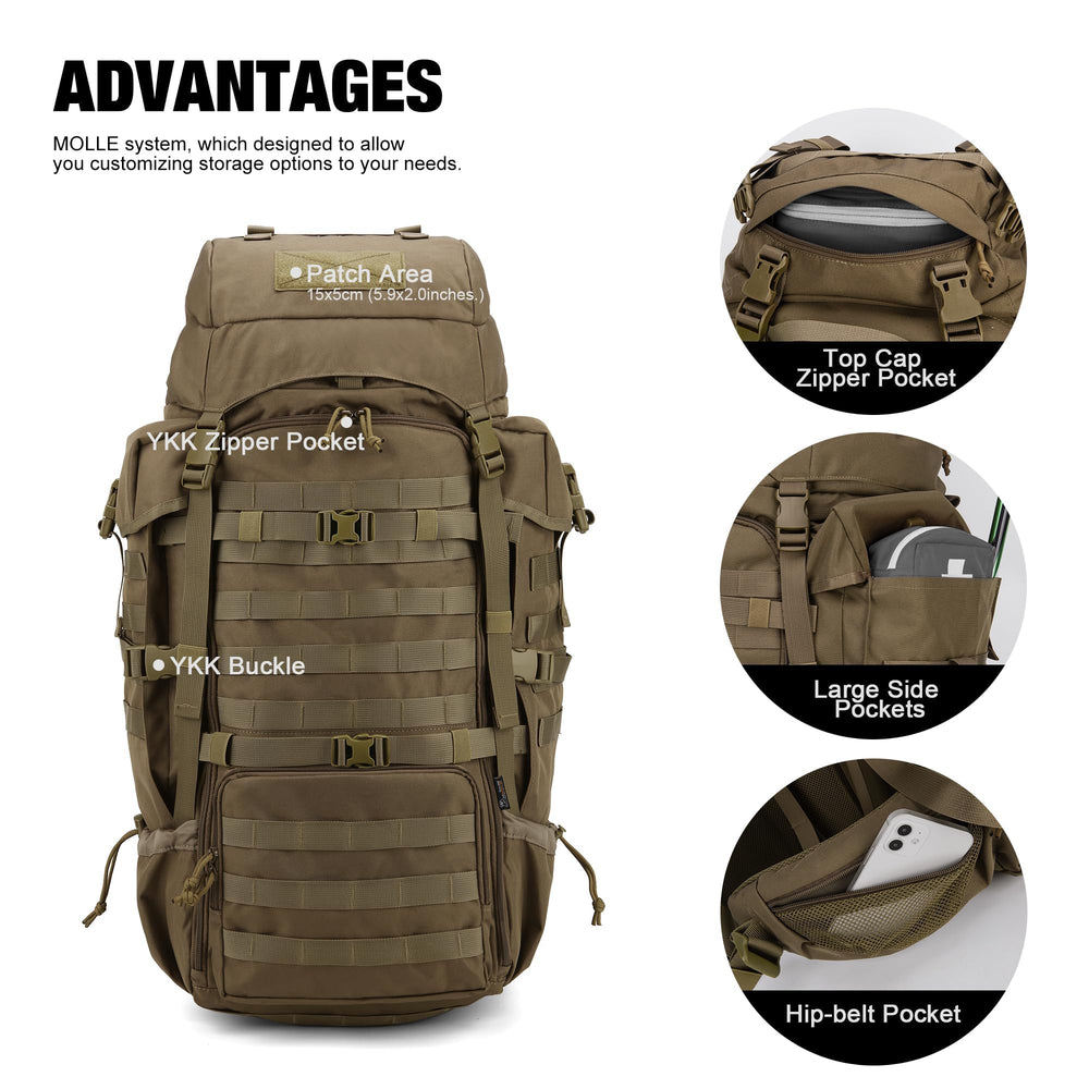 Mardingtop 70L internal-frame ensures stable load distribution during hikes