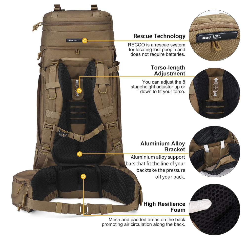 Mardingtop 75L hydration compartment ready for 3L bladder on hydration-focused hikes.