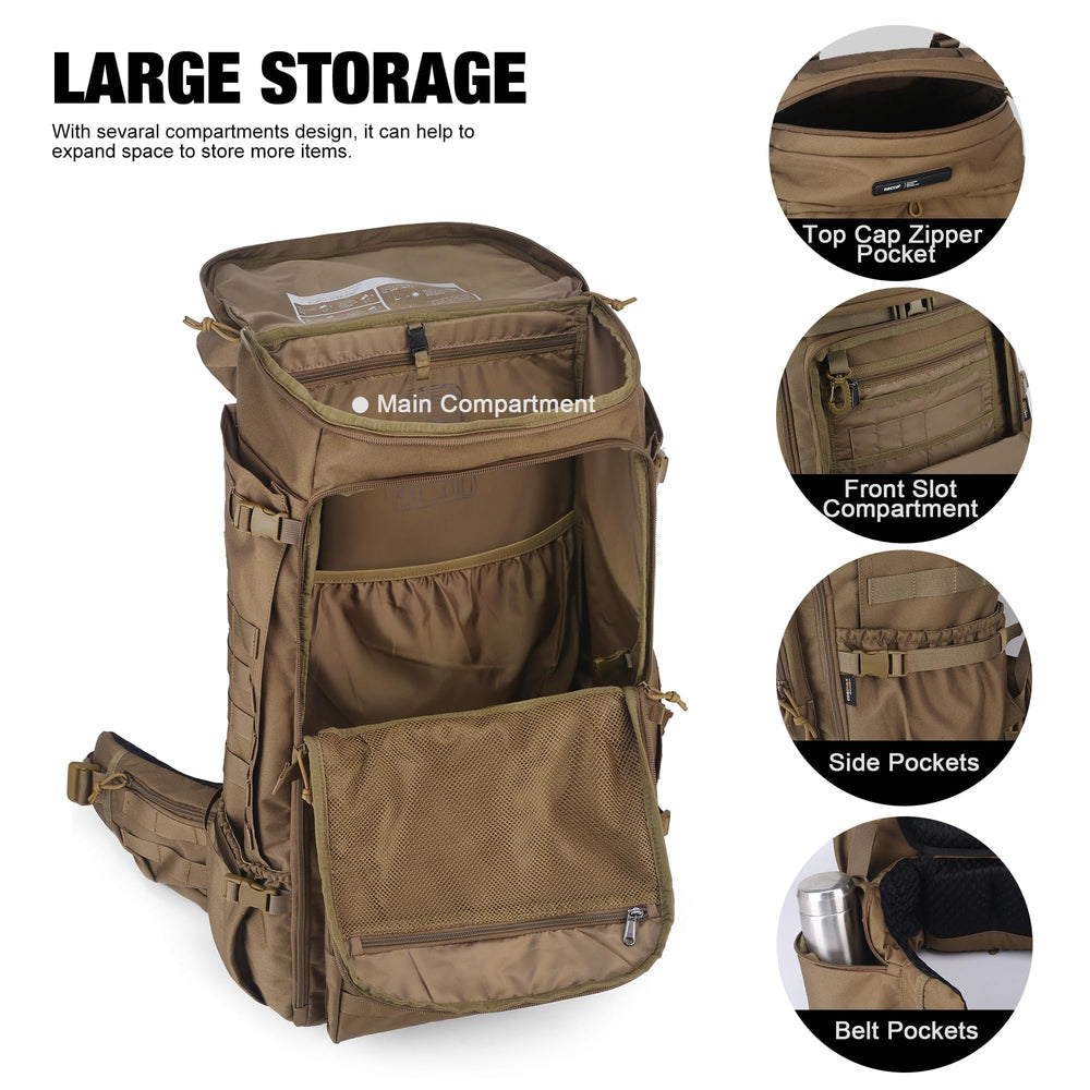 Mardingtop 75L with MOLLE system demonstrates modular organization for camping gear.