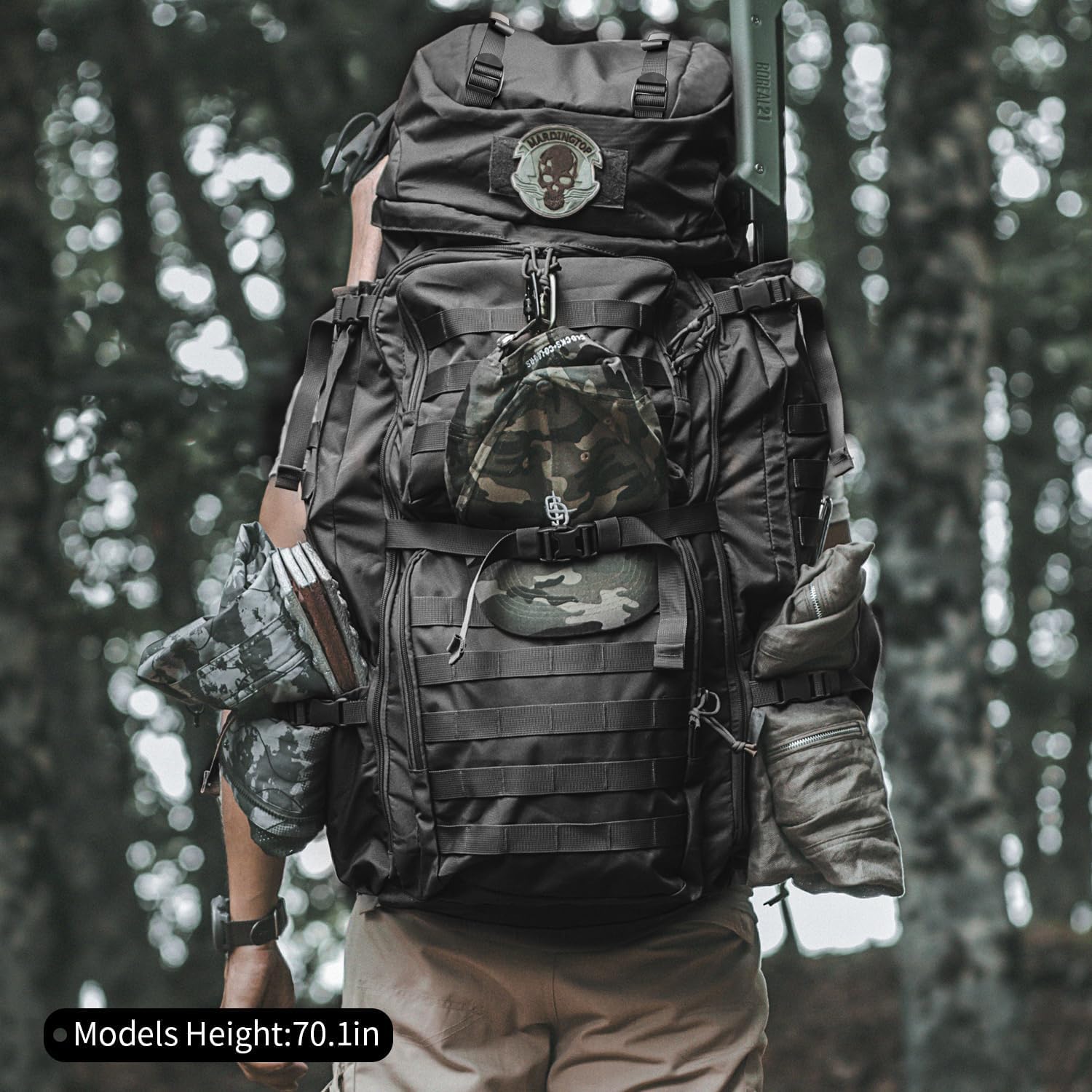 Mardingtop 75L MOLLE hiking backpack front access enables quick packing and unpacking