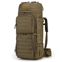 Mardingtop 75L MOLLE hiking backpack with rain cover for rugged camping and trekking.