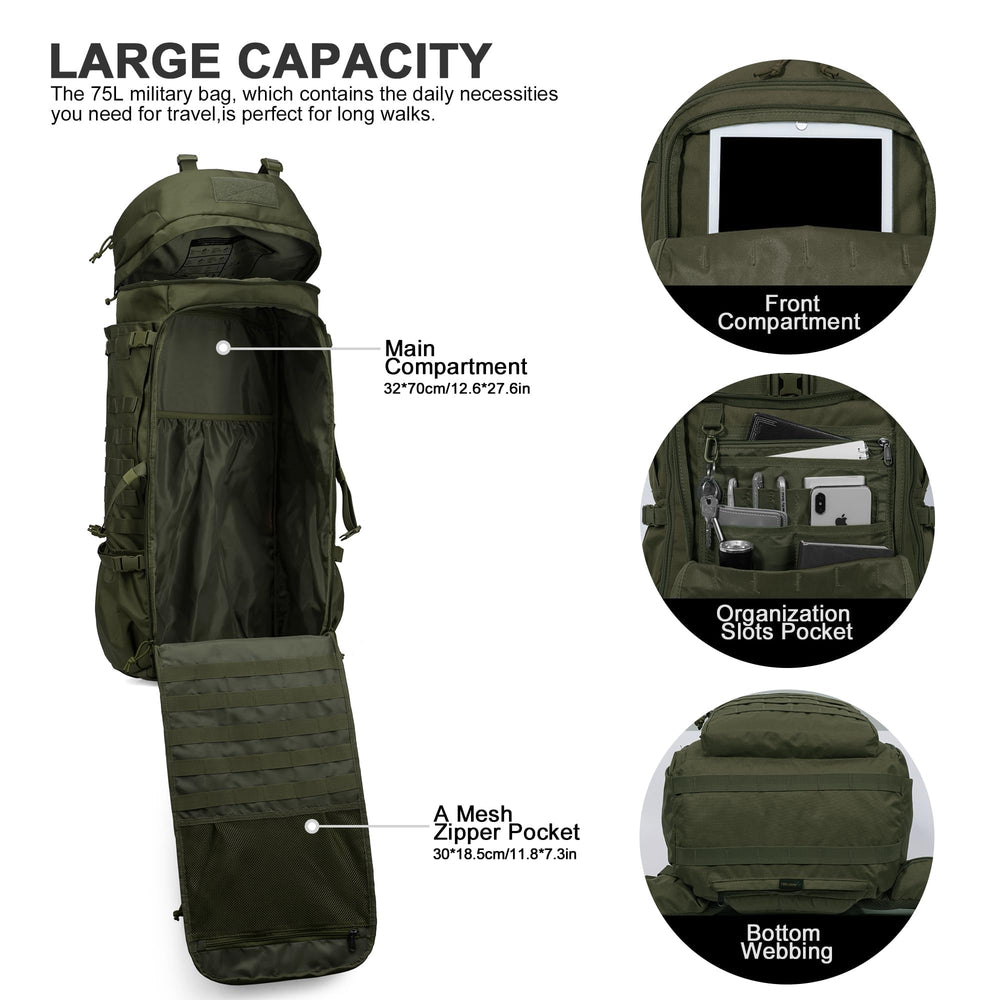 Mardingtop 75L MOLLE rain cover on pack demonstrates weather protection