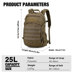 Mardingtop small tactical MOLLE backpack back panel highlighted for breathable, comfortable wear