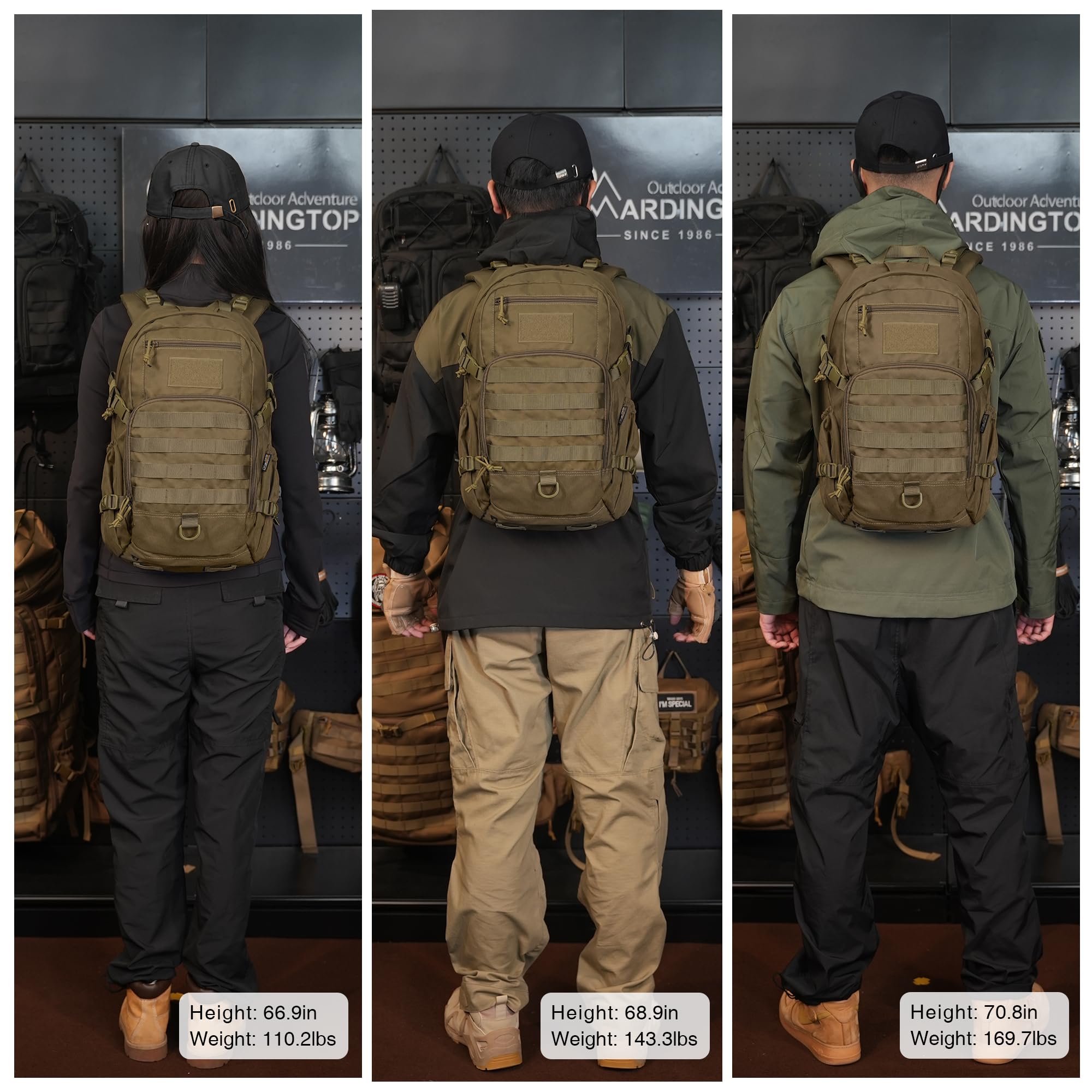 Mardingtop small tactical MOLLE backpack compact design with organized pockets for gear
