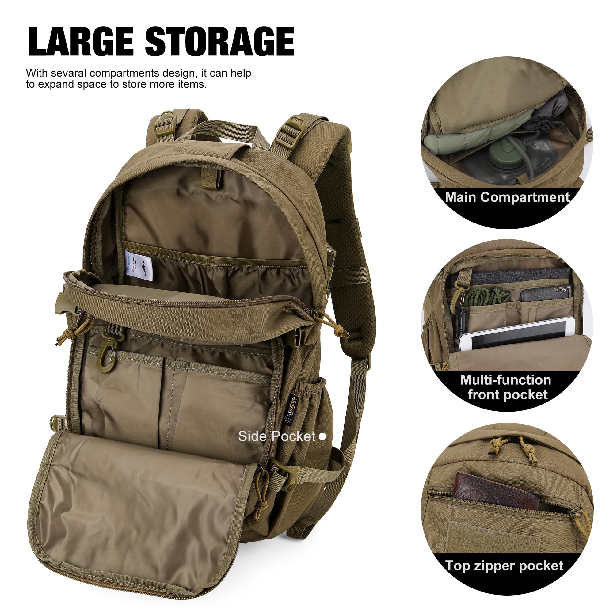 Mardingtop small tactical MOLLE backpack hydration compartment ready for on-the-go water