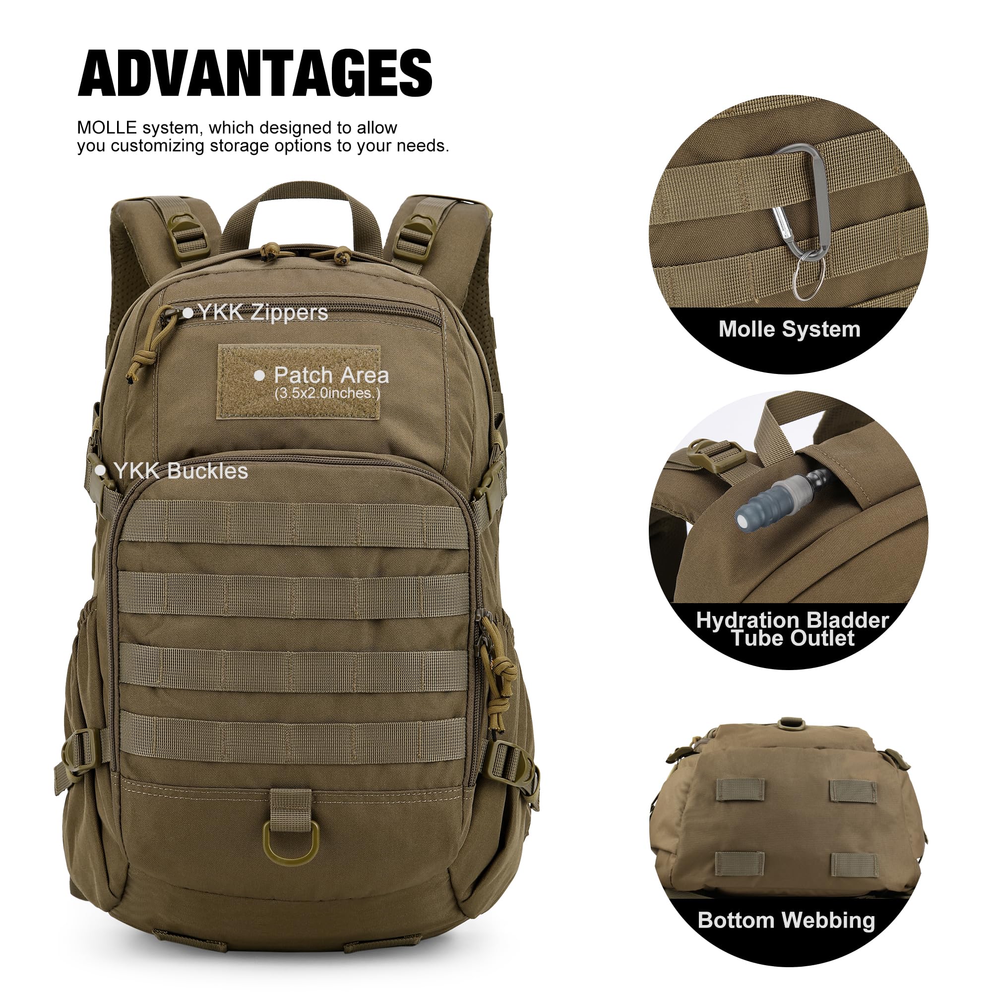 Mardingtop small tactical MOLLE backpack MOLLE system detail for attaching gear efficiently