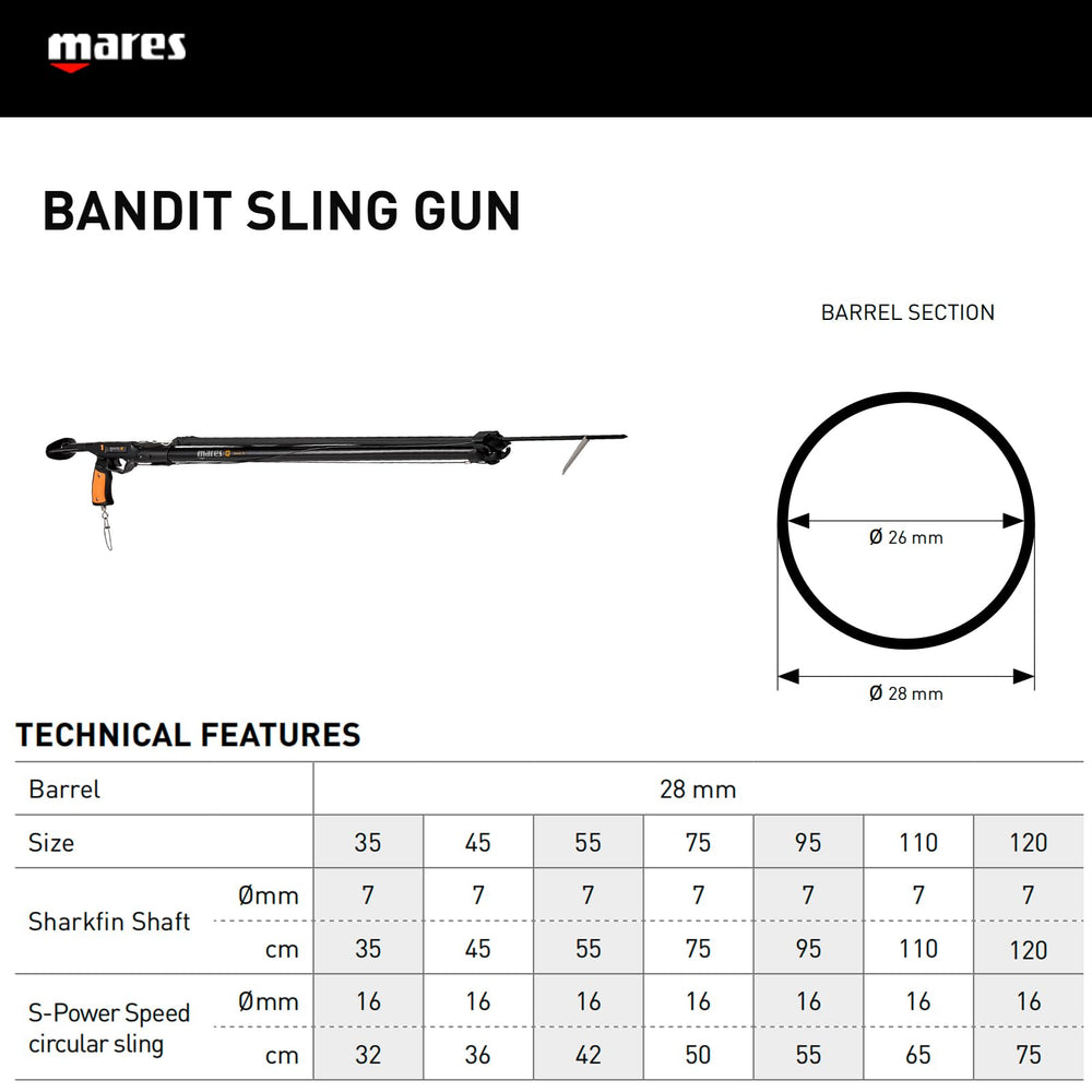 Mares Bandit enclosed muzzle design keeps shaft secure and versatile for different setups