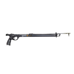 Mares Sniper Alpha speargun front view highlighting lightweight aluminum barrel for durability.