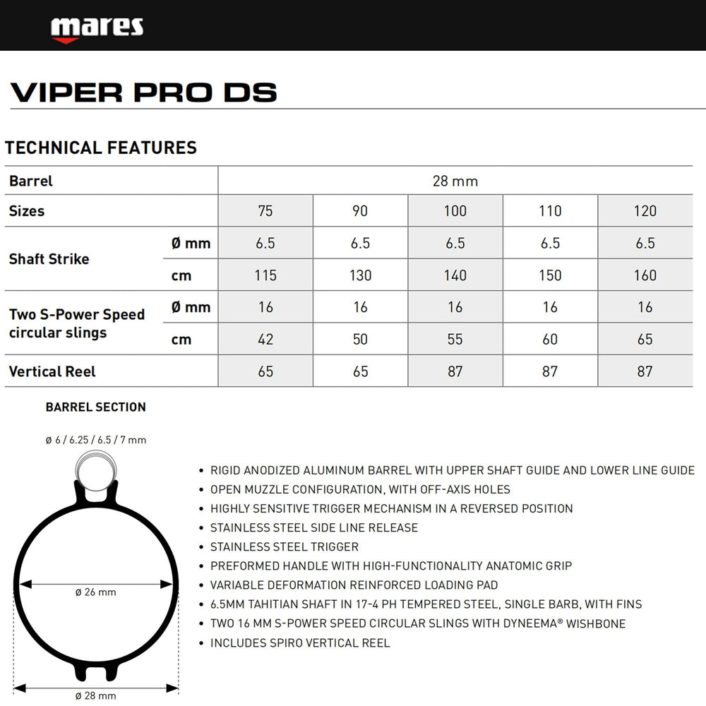 Mares Viper Pro DS two 16 mm bands deliver strong power and accuracy.