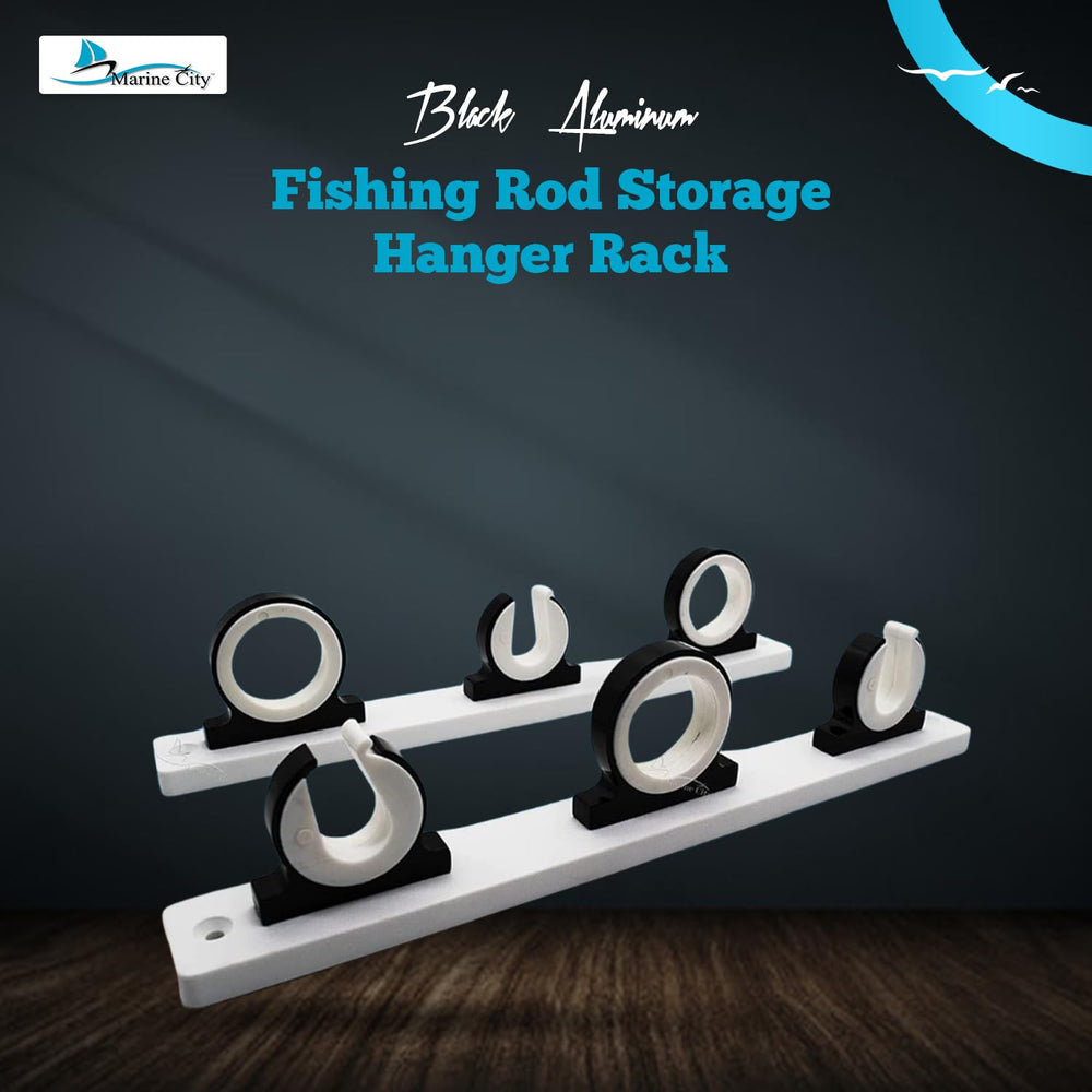 MARINE CITY 3-rod rack boat-mount demonstrates organized rod storage on deck.