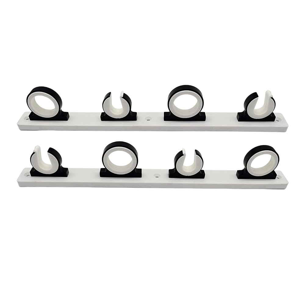 Marine City 4-Rod Reel Rod Hanger with aluminum black powder coating keeps rods secure aboard boats.