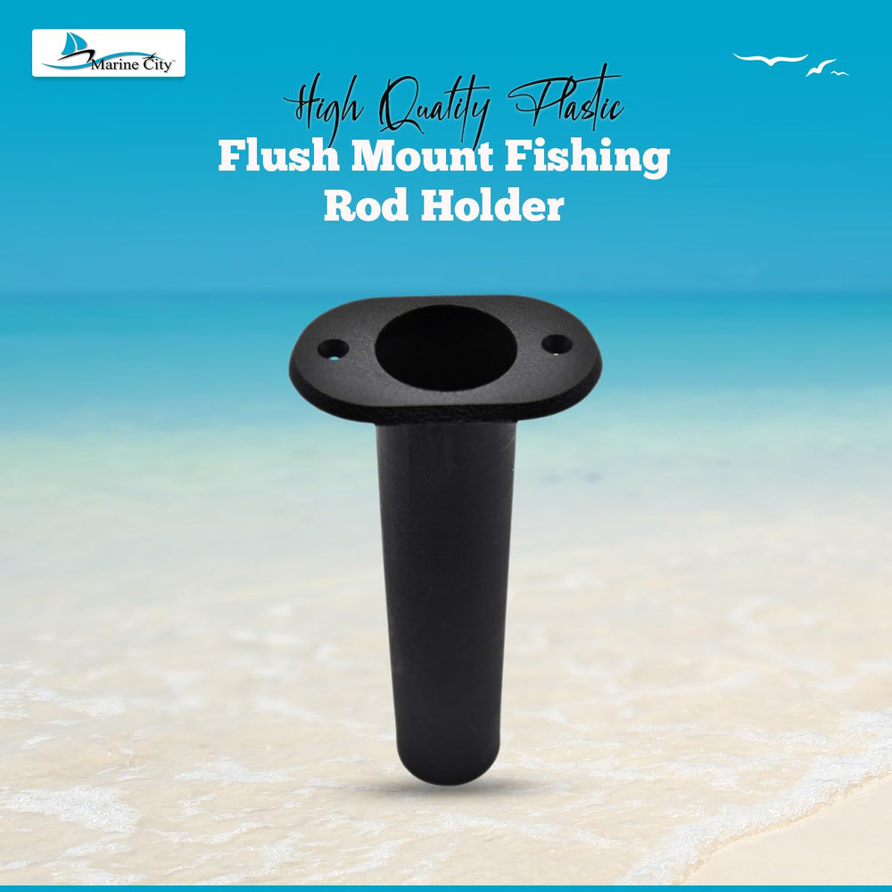 MARINE CITY ABS plastic rod holder in black angle view prevents snagging