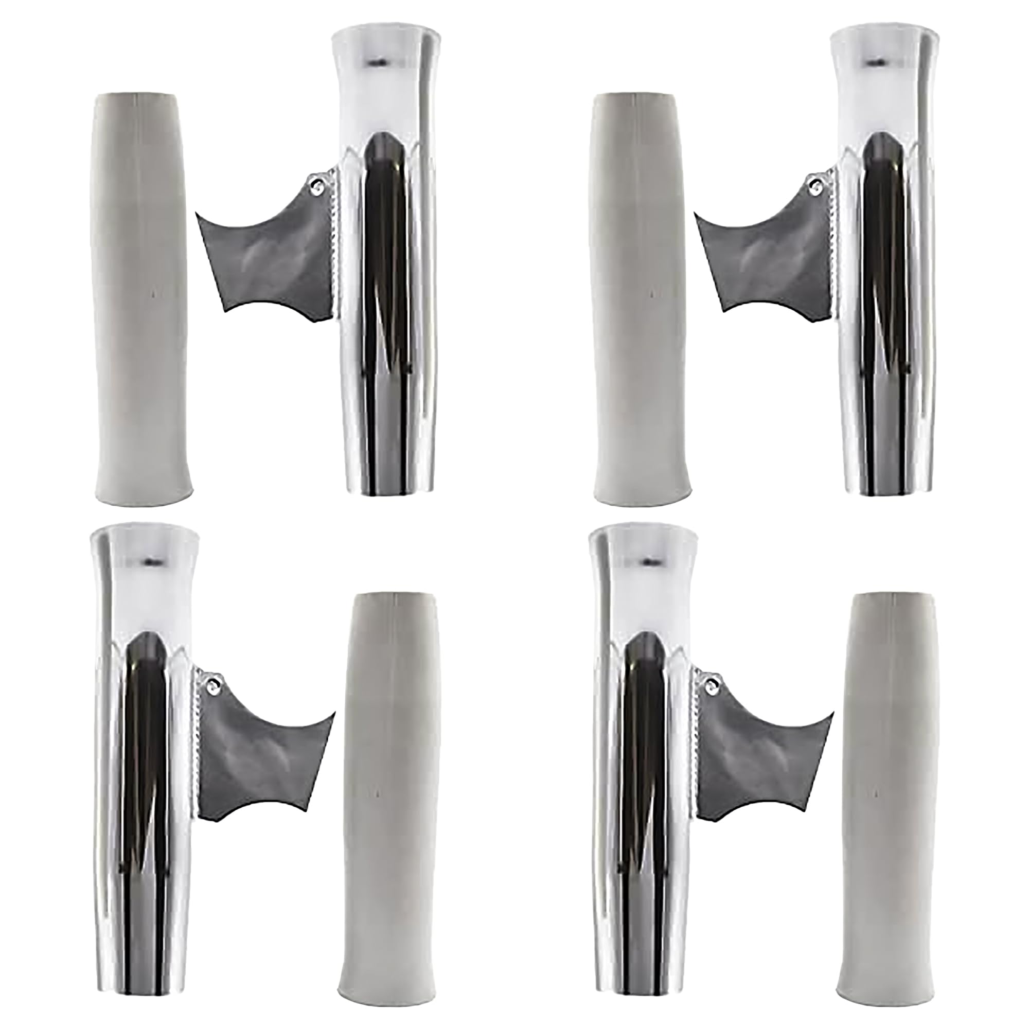 MARINE CITY adjustable rod holder in aluminum for secure on-rail use.