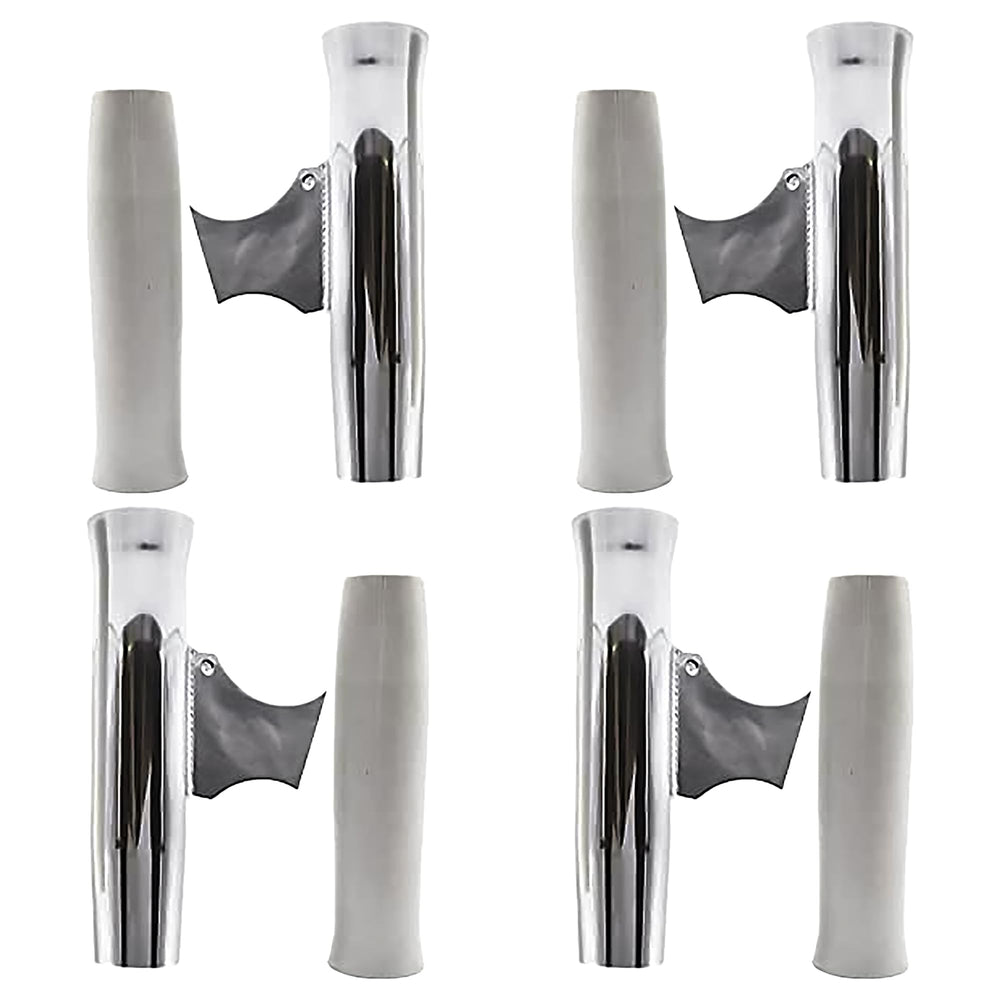MARINE CITY adjustable rod holder in aluminum for secure on-rail use.