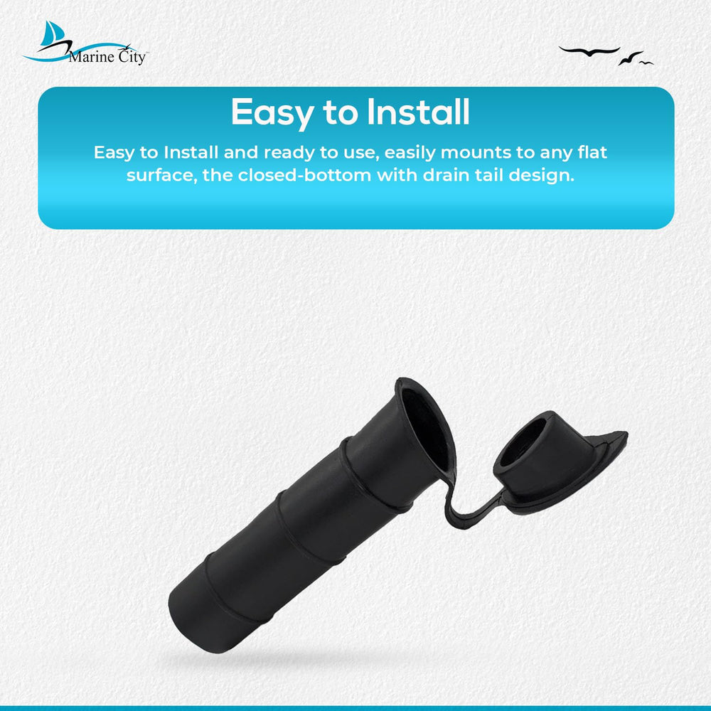 MARINE CITY shows 15-degree angled rod holder for accessible use.
