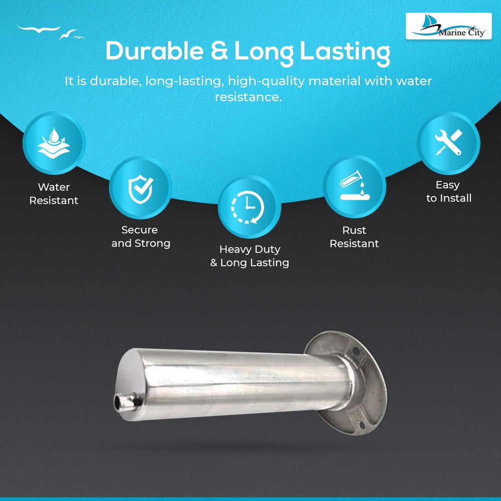 Marine City angled rod holder for boat and yacht mounting