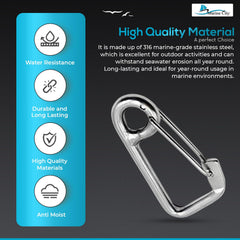 Marine City carabiner measures 2-3/8 inches for versatile linking of gear and keys.