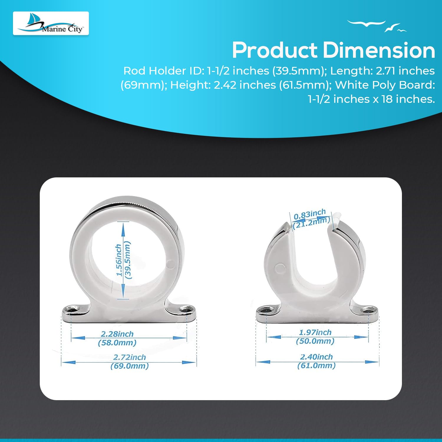 Marine City easy-mounting design enables quick installation on boats, yachts, or kayaks.