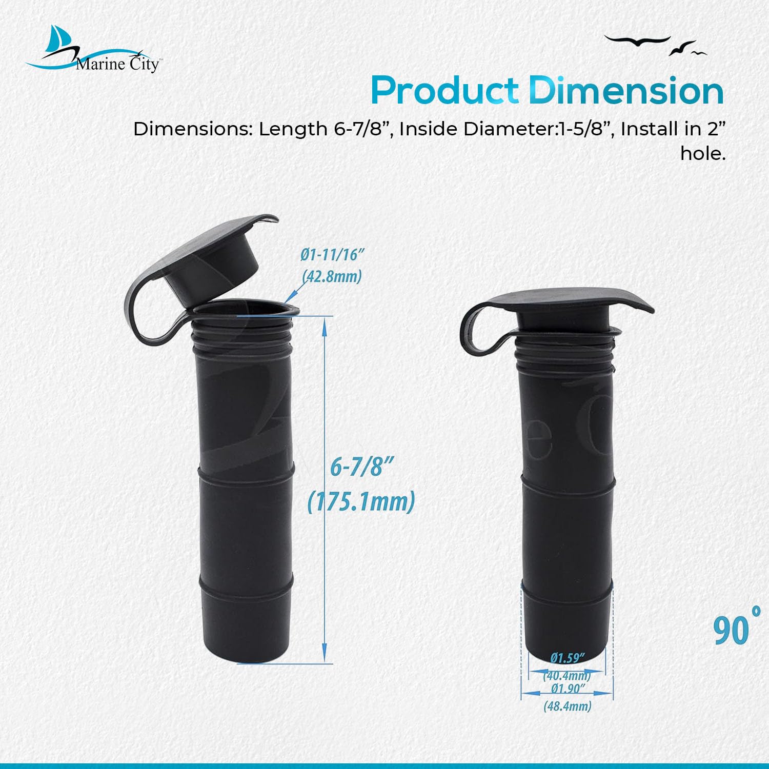 MARINE CITY easy-install rod holder for flat surfaces on boats