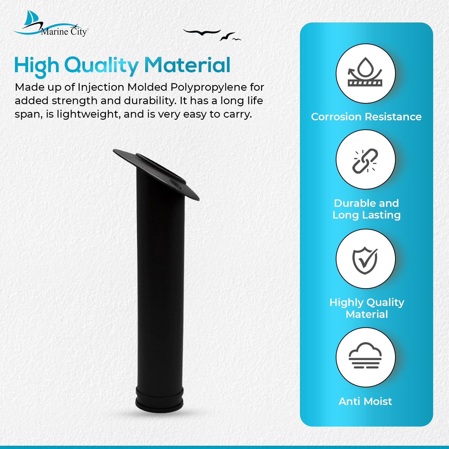 Marine City kayak rod holder enables quick access during fishing trips.