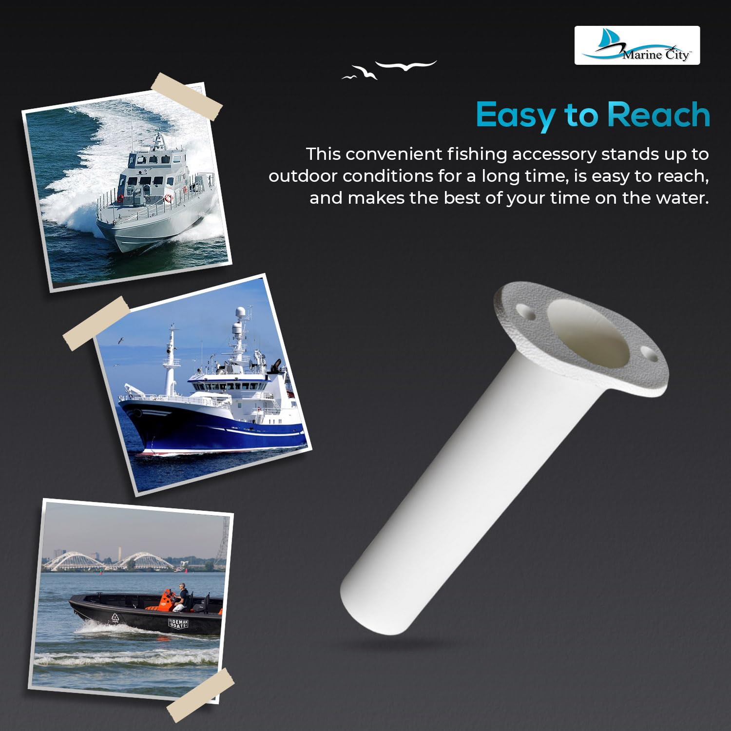 Marine City flush-mount design reduces deck clutter for fishing setups.
