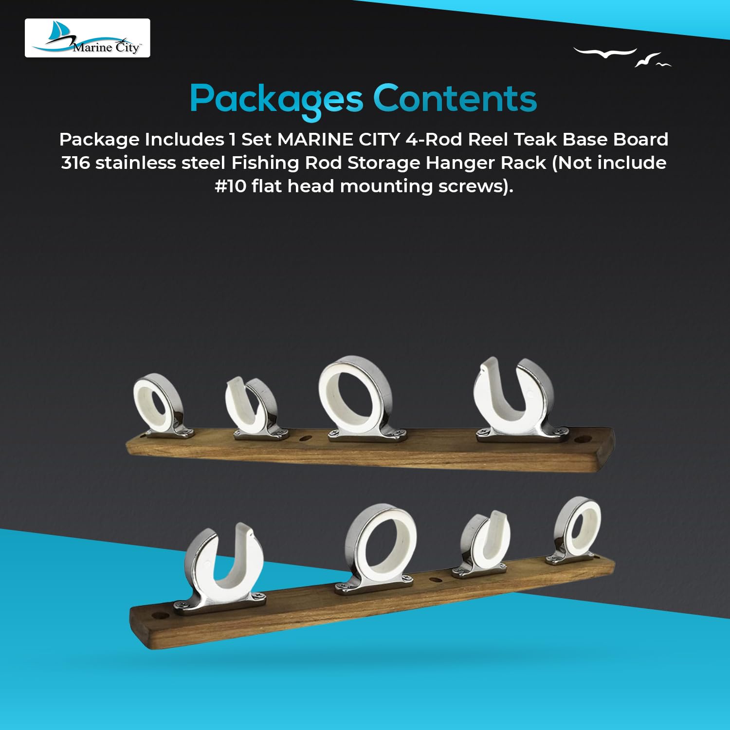 MARINE CITY mounting-screws-not-included indicates flexible setup aboard.