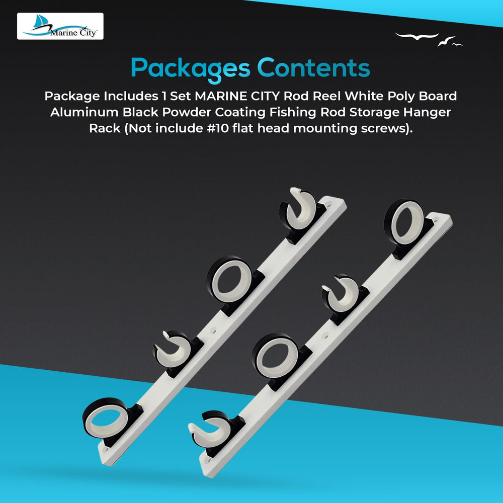 Marine City 4-Rod Rack includes white poly board; mounting screws sold separately.