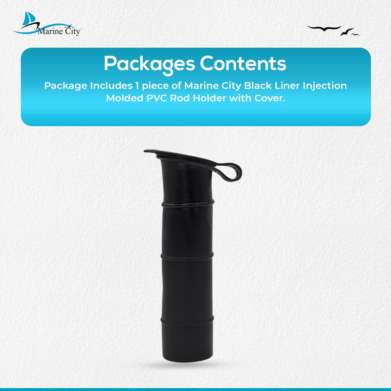 MARINE CITY packaging demonstrates one-piece holder ready to install.