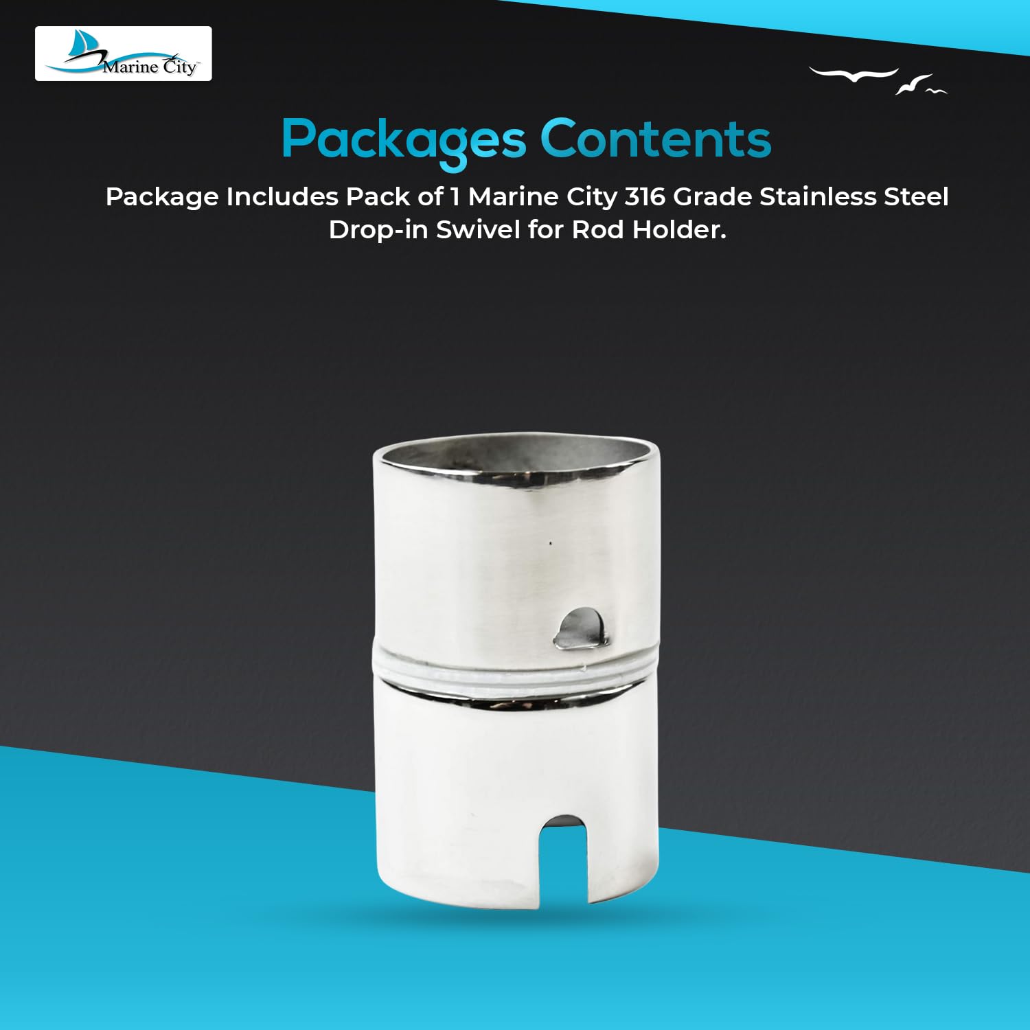 One-pack MARINE CITY 316-grade swivel for boat installation.