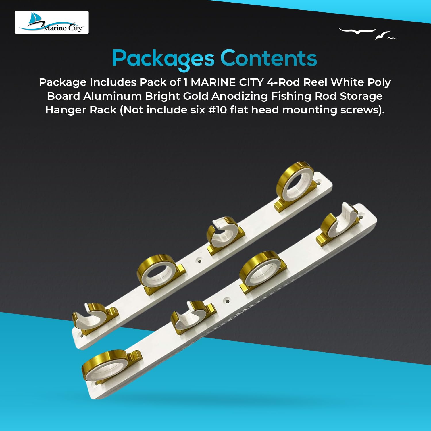 MARINE CITY packaging shows a complete 4-rod hanger for organization.
