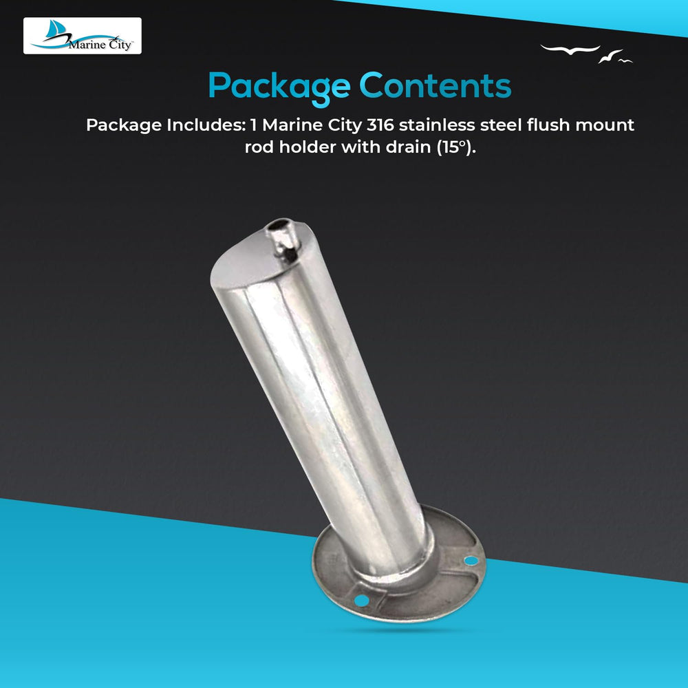 Marine City polished stainless rod holder ideal for kayak and small craft