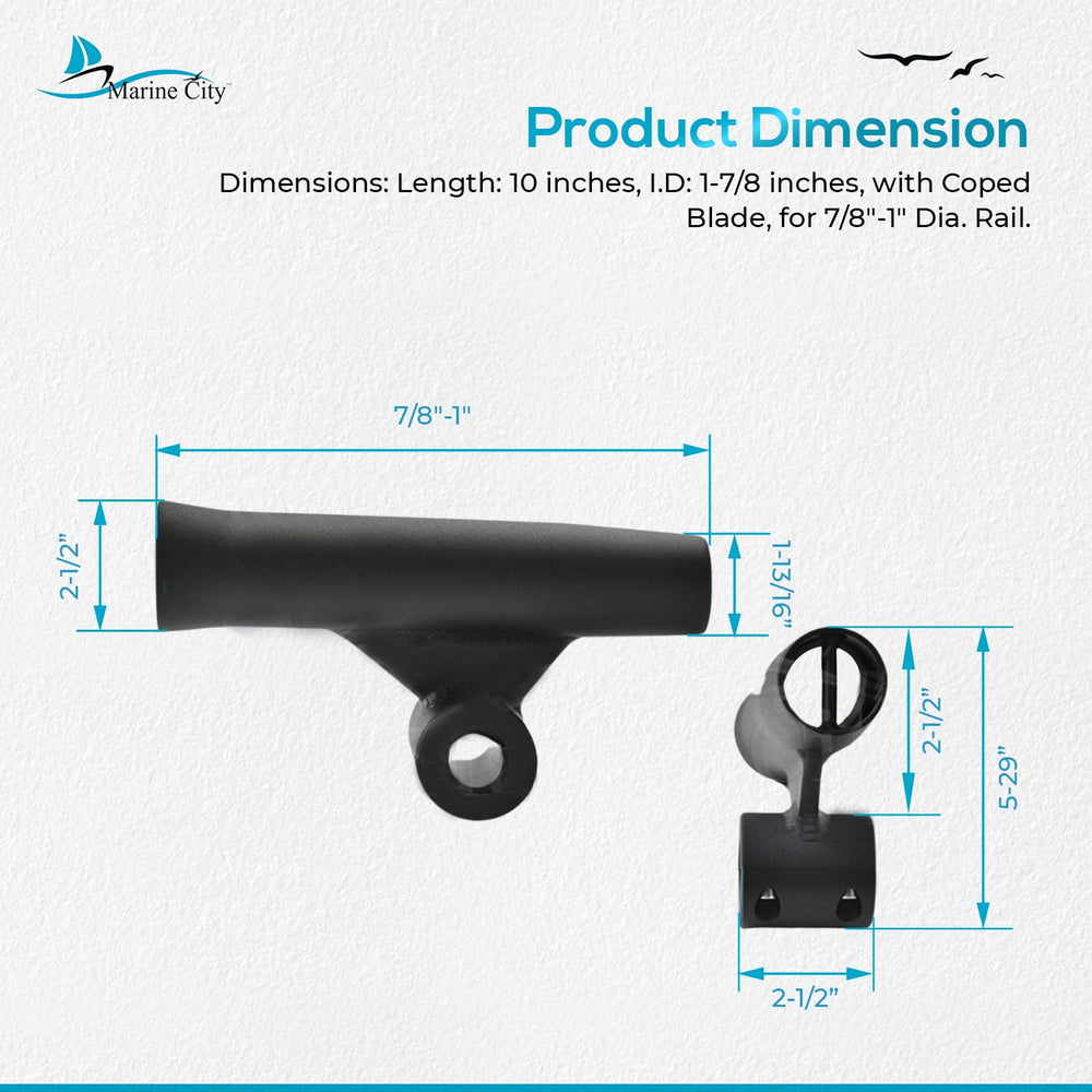 MARINE CITY rail fit for 7/8 to 1 inch diameter rails.