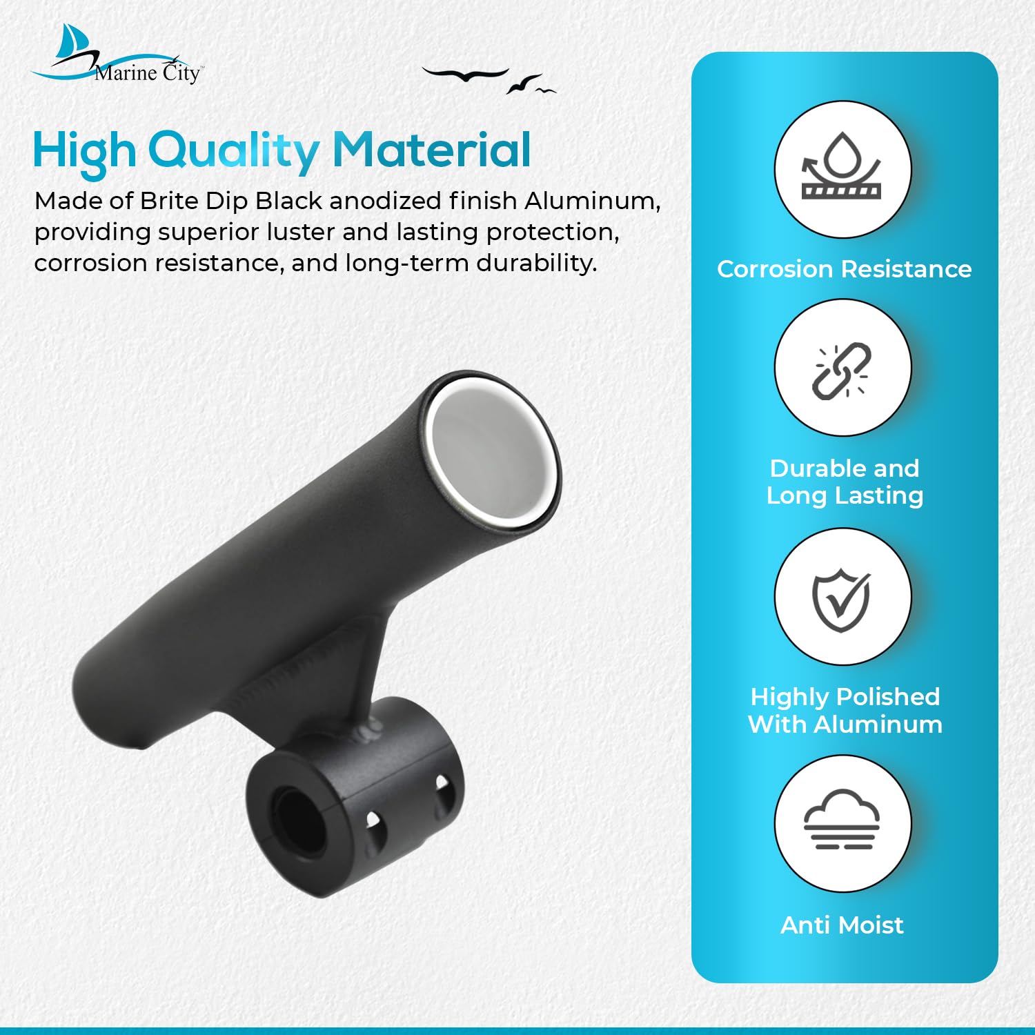 MARINE CITY rail-fit rod holder for 7/8 to 1 inch rails with quick install
