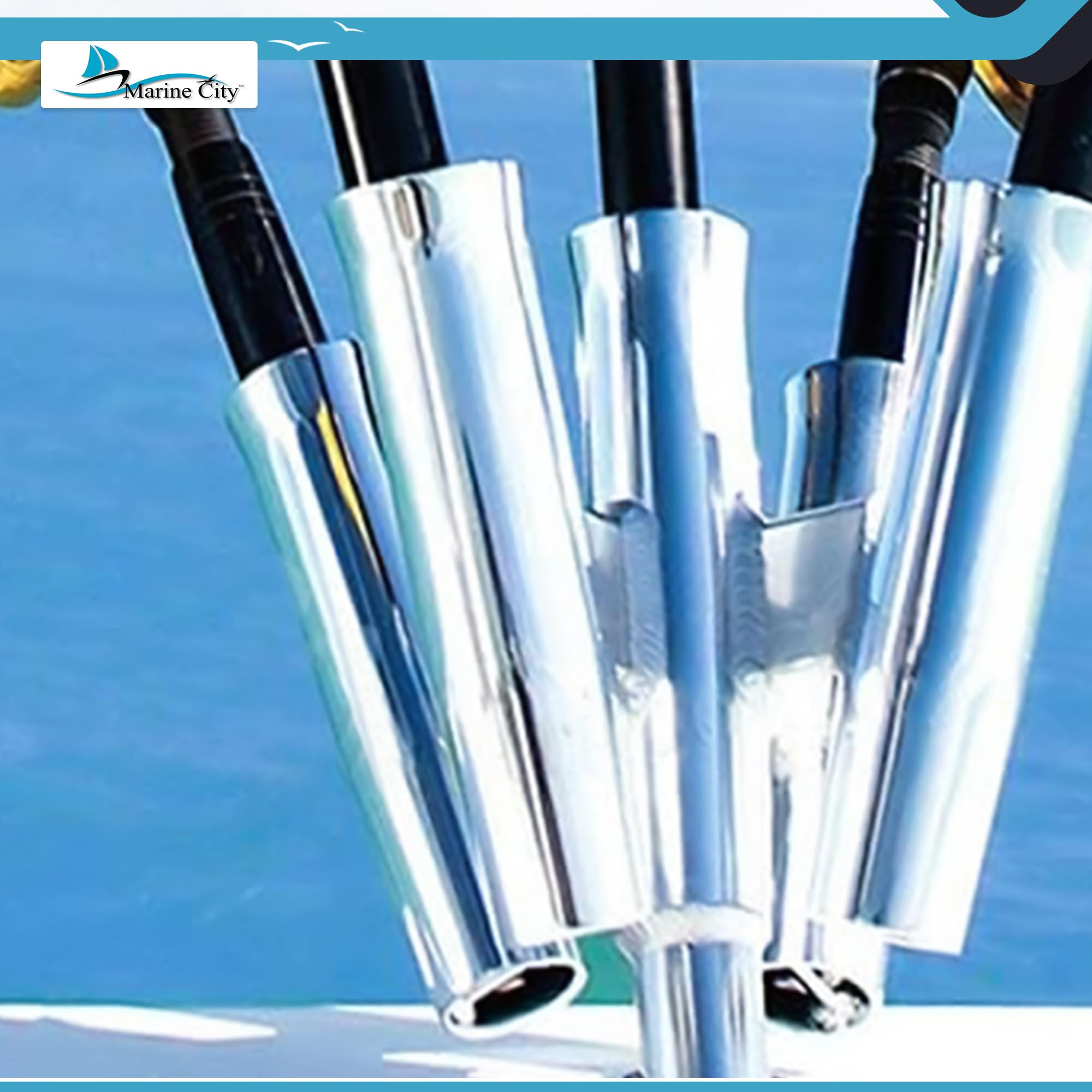 MARINE CITY rod holder showing 10-inch length and 1-7/8-inch diameter.