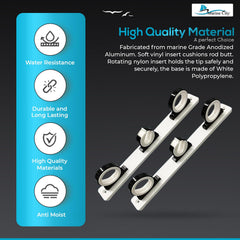 MARINE CITY rod rack closeup shows cushioned butt protection and secure tip.