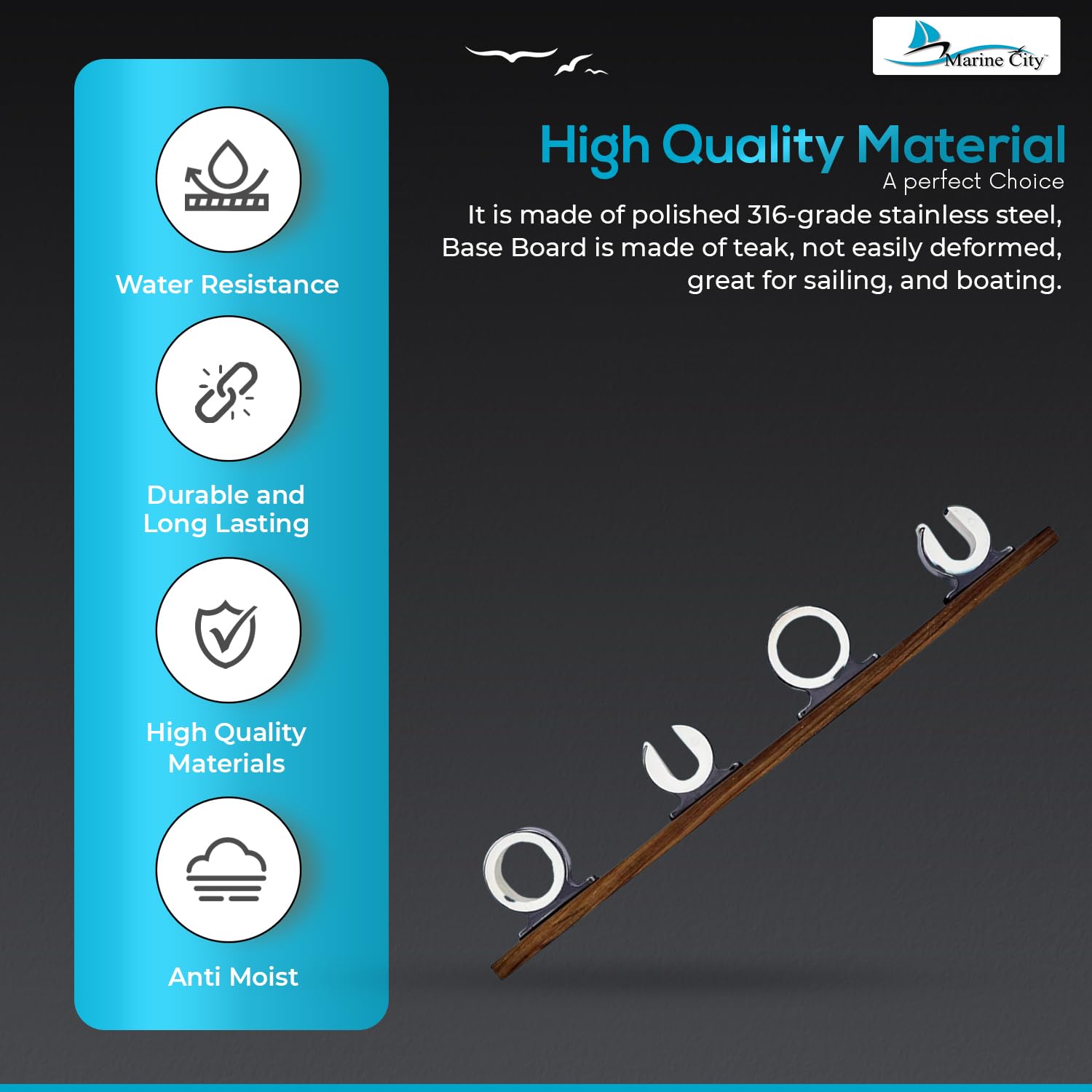 MARINE CITY rotating-tip-hold-insert demonstrates safe rod tip security.