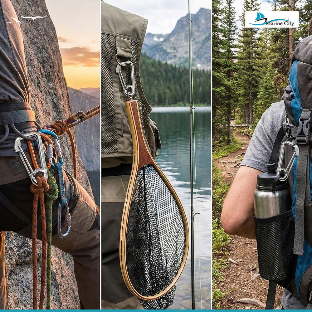 Lightweight Marine City carabiner ready for backpacks and travel