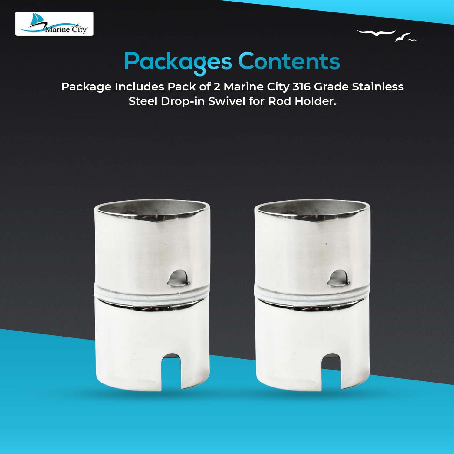 MARINE CITY two-pack swivel rod holder, easy to clean and maintain.