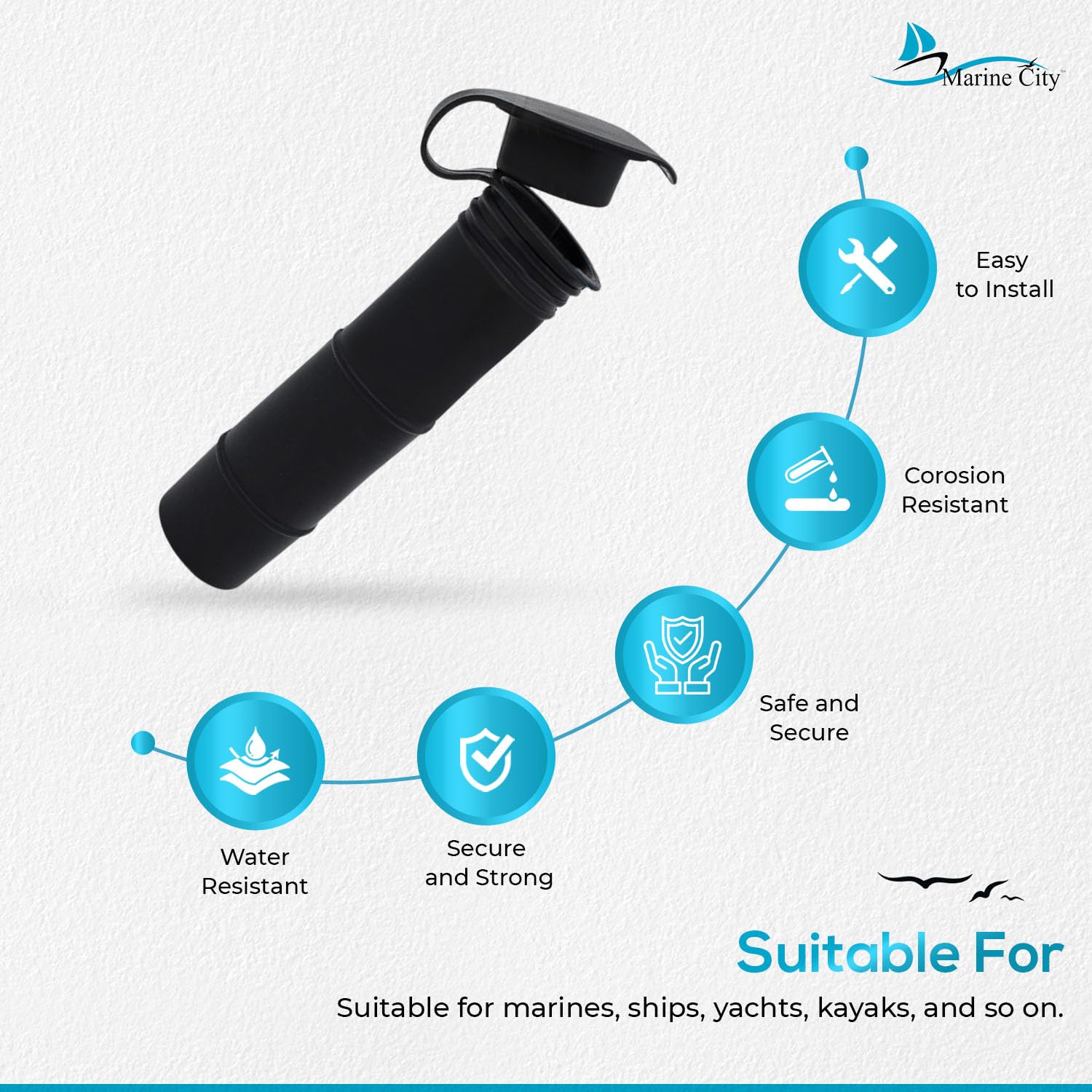 MARINE CITY water-resistant rod holder protects gear from spray